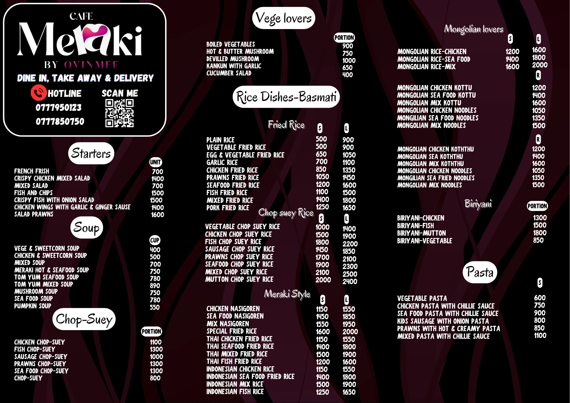 Cafe Meraki Menu Page 1